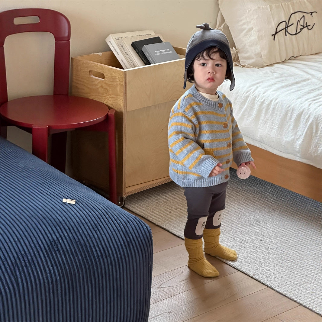 GN26012708兒童針織外套春裝寶寶衣服春季韓版童裝2026新男童長袖套裝春款