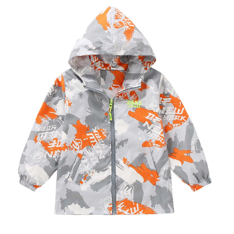 CH25110509男童春裝帥氣外套春秋衝鋒衣洋氣中大童夾克風衣