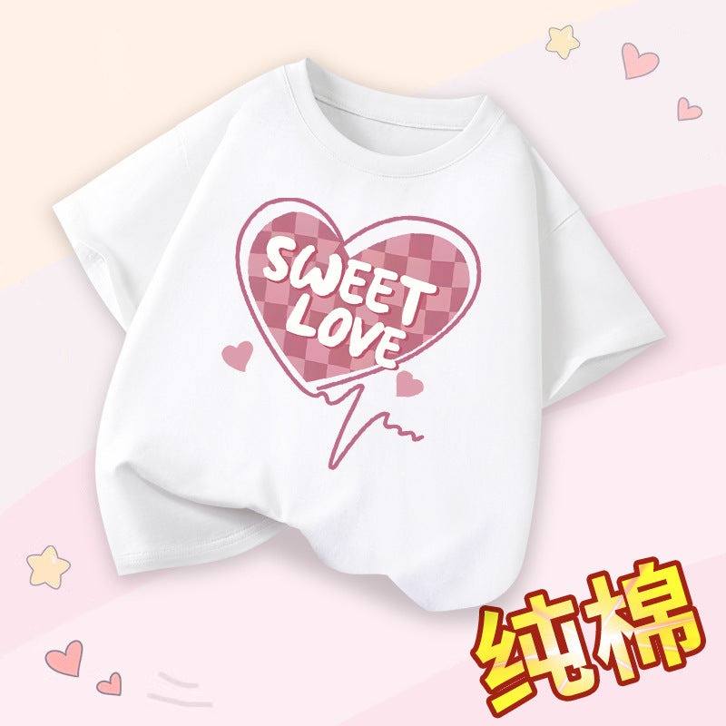 FN26052905女童短袖t卹夏季純棉薄女童衣服2026新款時尚女孩圓領童裝