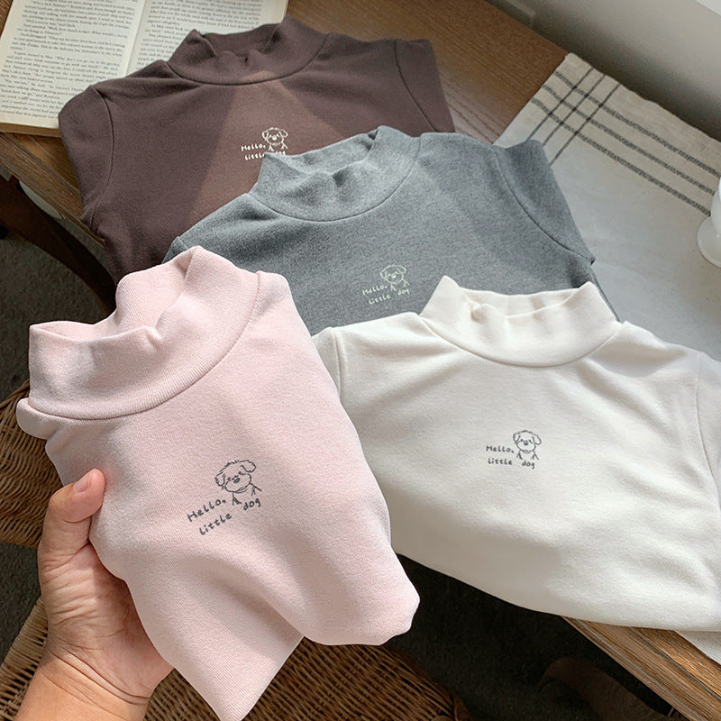 CA25112706兒童打底衫女寶半高領德絨男童女童款秋冬內搭打底衣小童