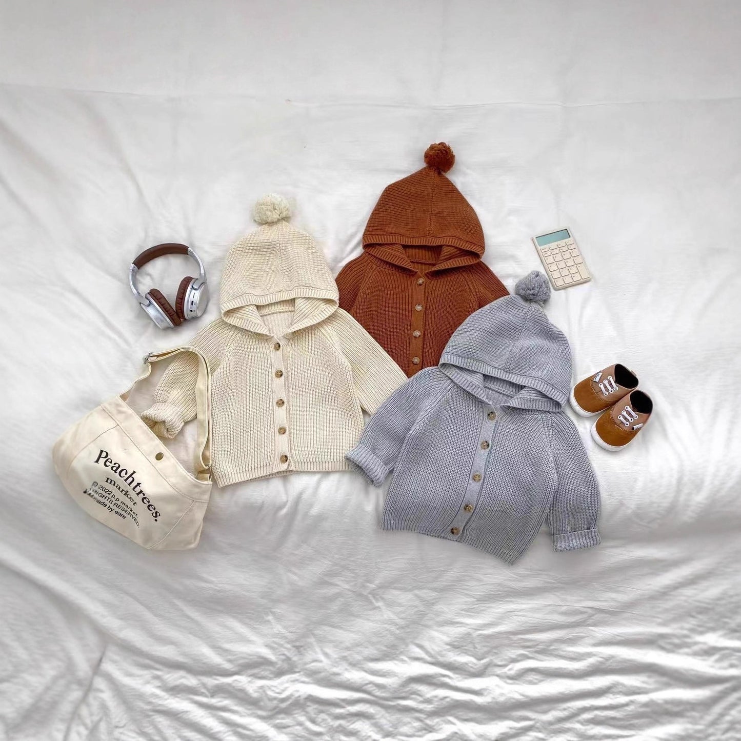 CF25091910ins韓版洋氣小新寶寶針織開襟衫嬰兒洋氣毛衣連帽衫球球