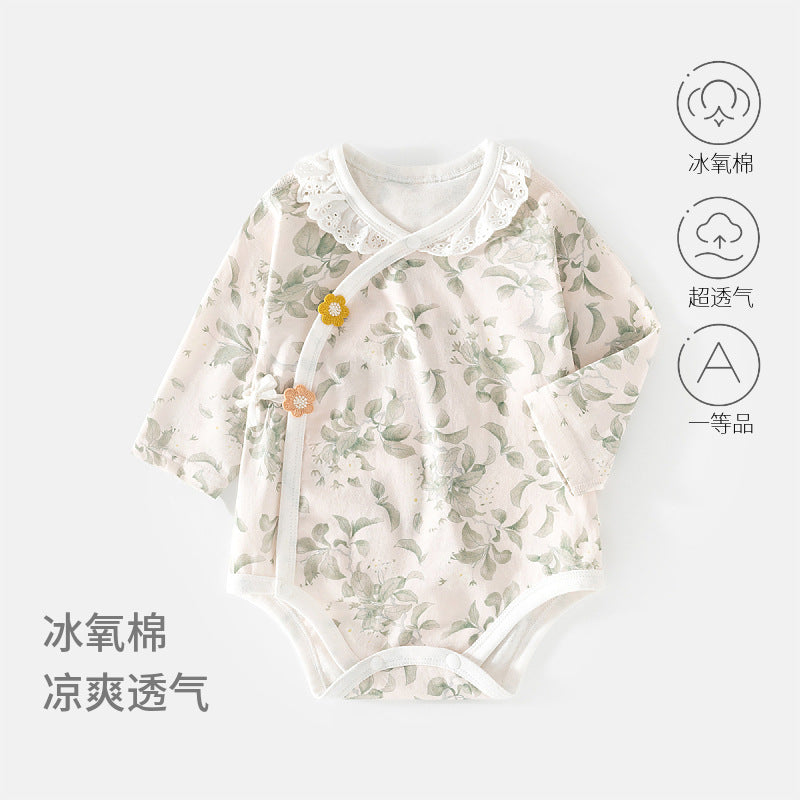 GJ26051418🎈精品質感🎈嬰兒包屁衣哈衣冰氧棉夏季新生兒夏款薄三角爬服連身衣嬰幼兒款
