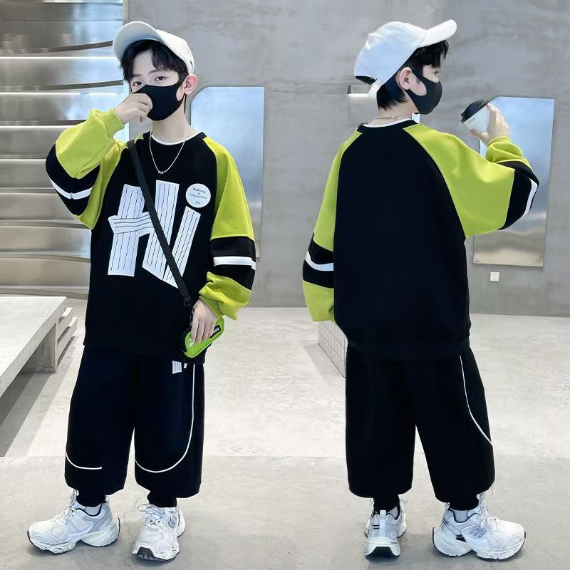 FG25112005兒童裝男童春裝衛衣套裝春款2025年新款男孩上衣春季中大童炸街潮