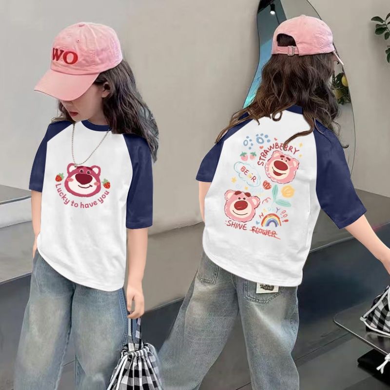 CE26022616女童夏季短袖T恤纯棉2026新款儿童洋气半袖女孩夏装薄款体恤上衣t