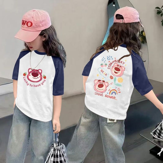 CE26022616女童夏季短袖T恤纯棉2026新款儿童洋气半袖女孩夏装薄款体恤上衣t