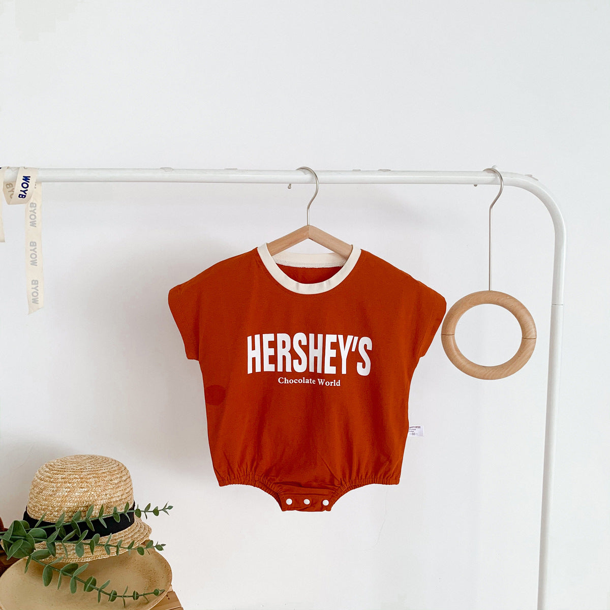 G25051401 ins童裝夏季款嬰幼兒蝙蝠袖英文包屁衣連體哈衣新生兒韓版外出服(此款下單前請先詢問庫存)