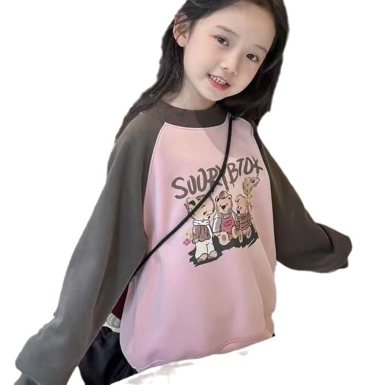 FG25112011童裝女童套裝春秋洋氣中大兒童網紅長袖休閒韓版衛衣單件上衣