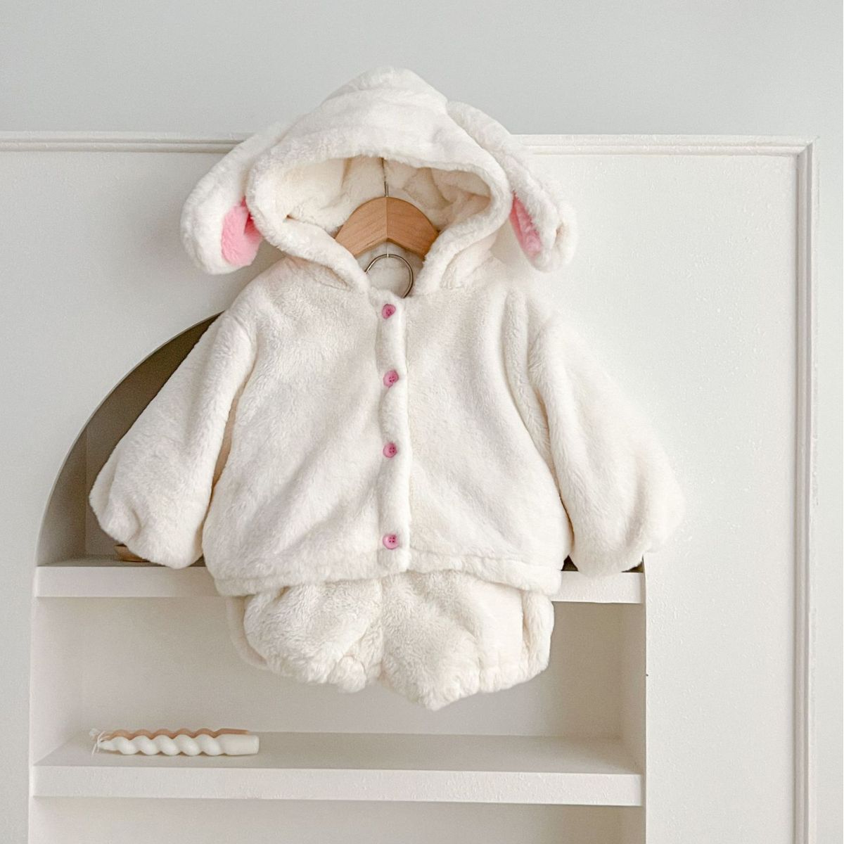Z23111903女嬰冬季2023毛絨兔子套裝嬰幼兒韓版可愛保暖洋氣兔子毛毛衣服