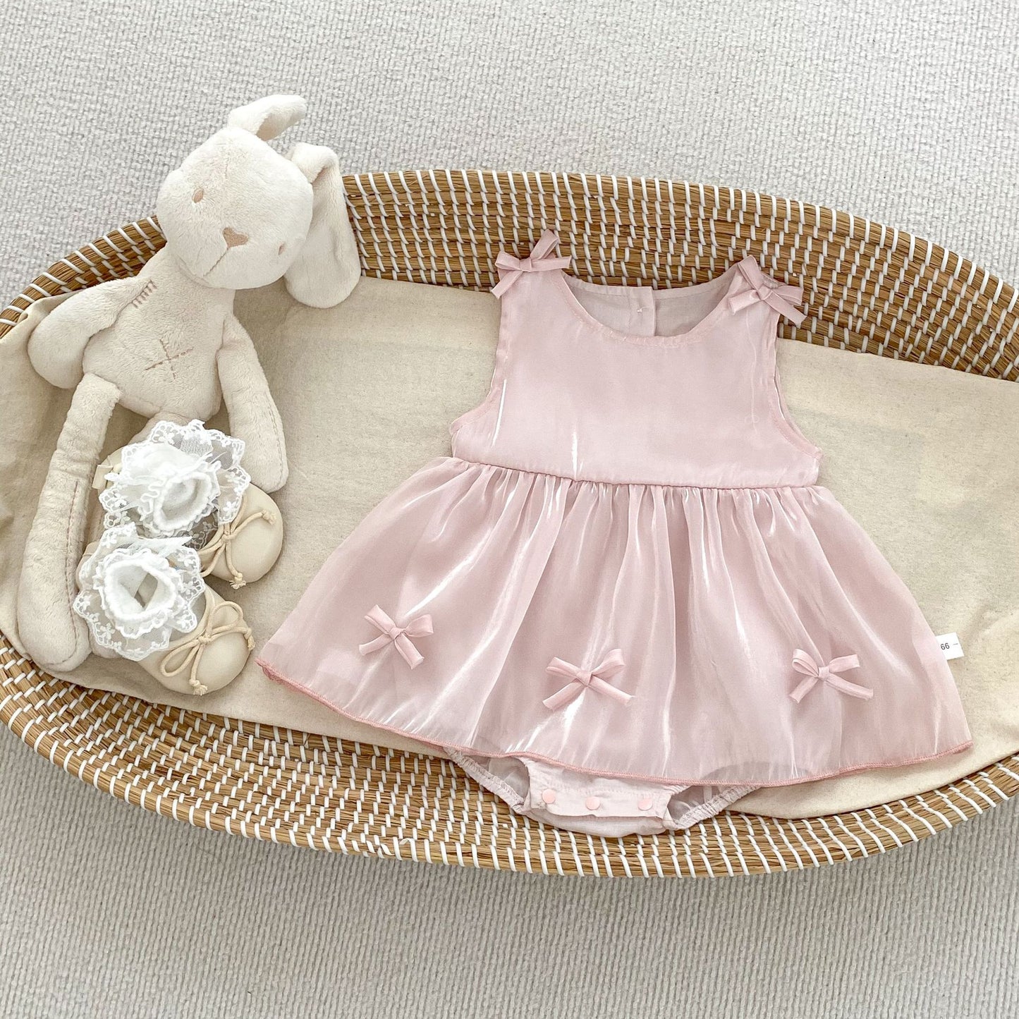 GN26030910寶寶夏裝洋氣蝴蝶結兔子無袖包屁衣裙子爬服女寶寶滿月宴公主裙(2件起批)GN開頭需下單2款才有出貨,可混搭