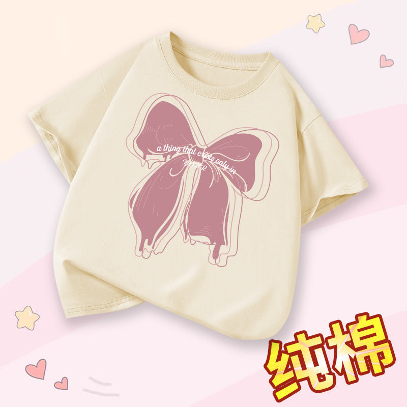 FN26052905女童短袖t卹夏季純棉薄女童衣服2026新款時尚女孩圓領童裝