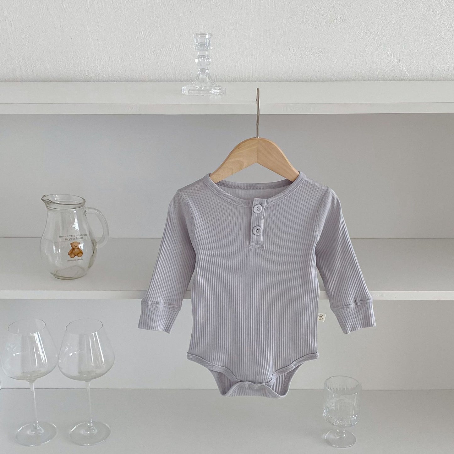 G25092509ins秋季嬰兒娃娃領翻領包屁衣哈衣男女童小清新女寶寶秋連體爬服