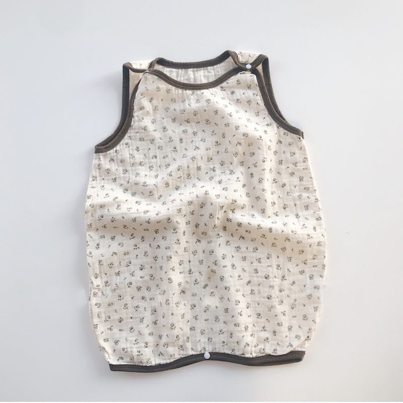 GB23080320 夏季韓版ins嬰幼兒棉可愛碎花連體衣爬服男女寶寶撞色圓點睡袋