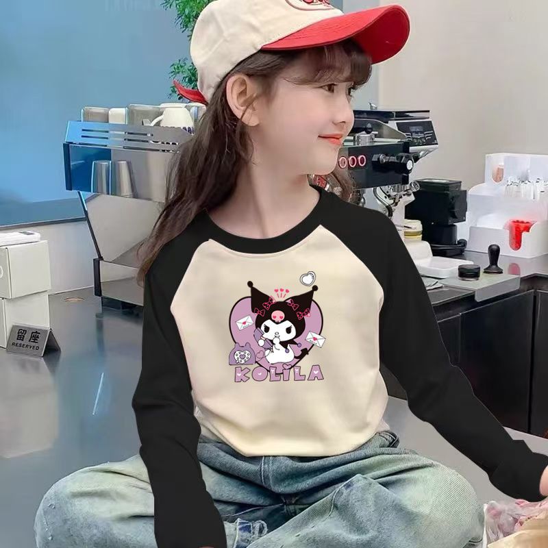 CE26090504女童時尚長袖雙面拼色德絨中大童保暖內搭上衣秋冬款潮打底衫