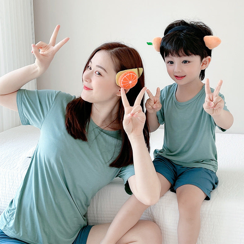 CK26050510兒童睡衣代莫爾男童短袖短褲中小童家居服女童夏季冰絲睡衣套裝(9-12天到貨)
