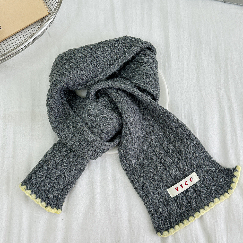 Z26010236新款兒童帽子圍巾復古鎖邊針織麻花圍巾加厚保暖男童女童二件套帽(2件起批)