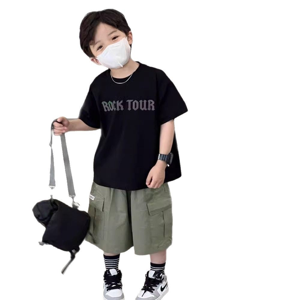 CE26022612重磅純棉帥氣童裝男童短袖中童兒童T恤夏季流行時尚夏裝上衣半袖