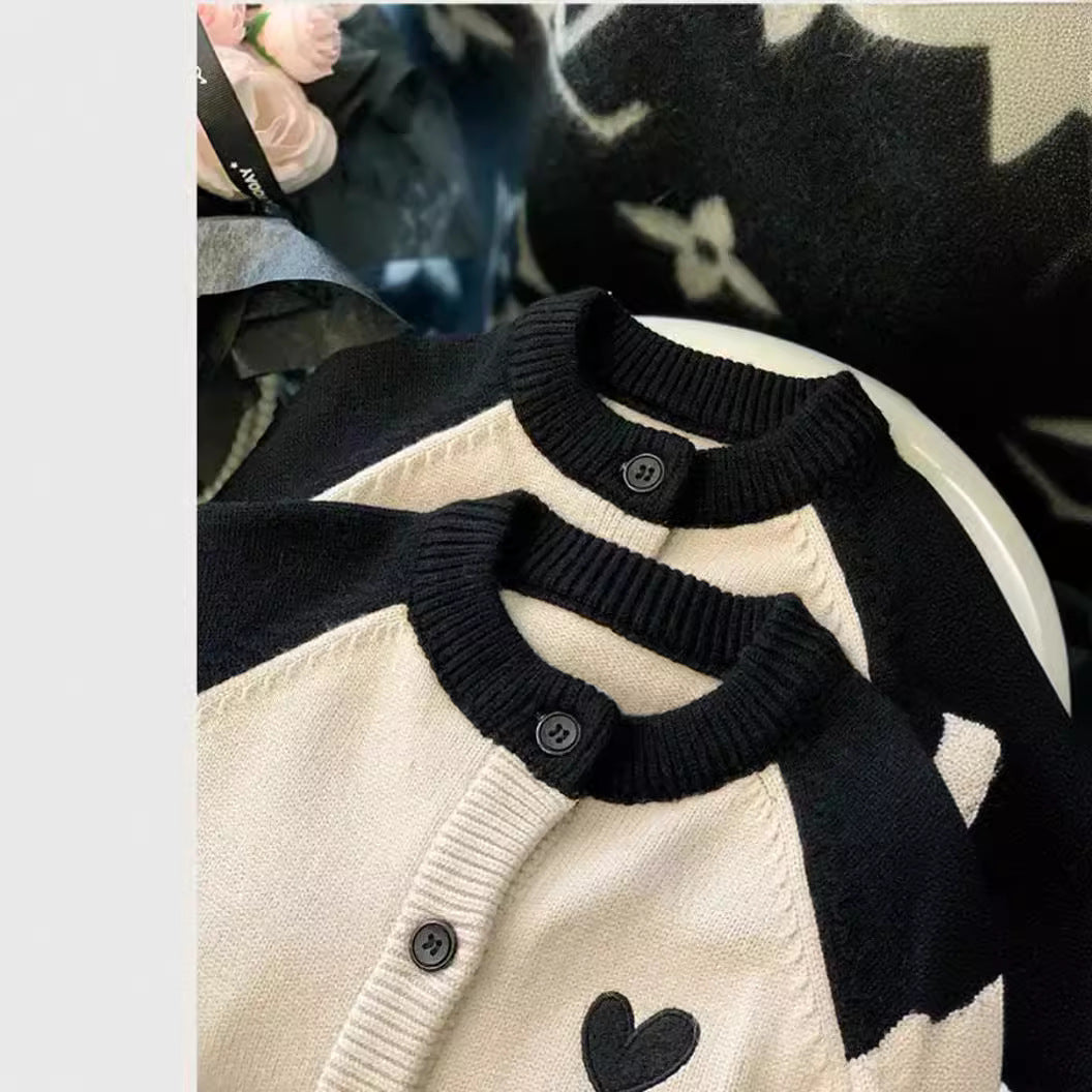 L25120404親子裝媽媽女毛衣裙2025秋冬新款爆款街童裝愛心公主針織時尚開襟衫