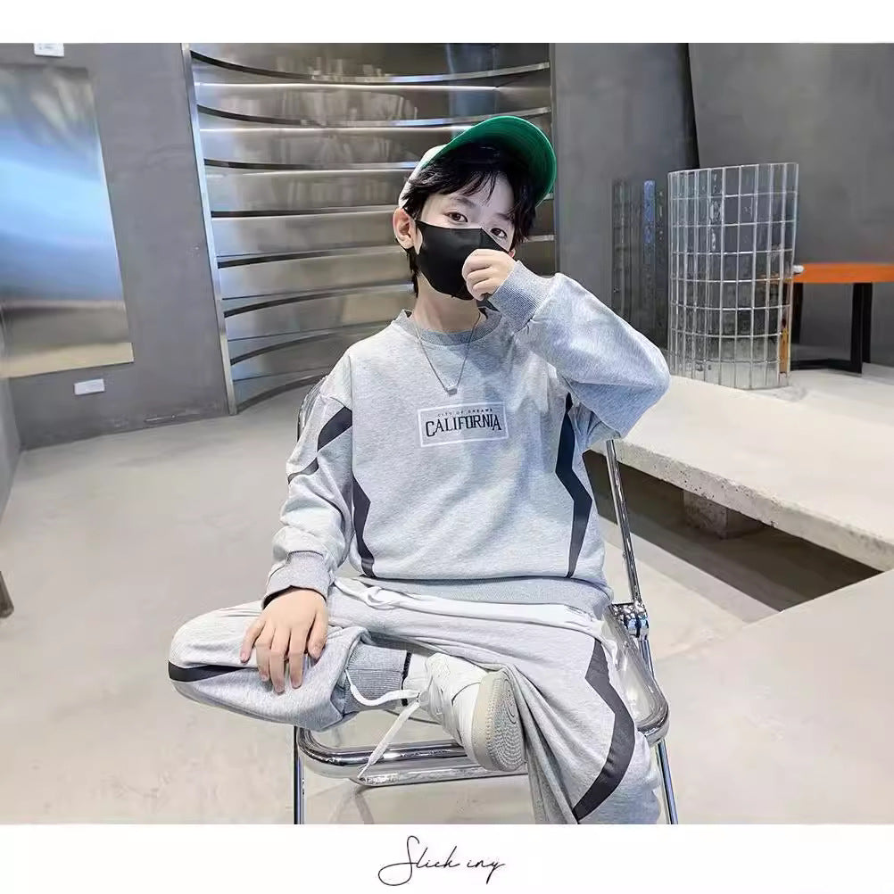 FG25112004兒童裝男童套裝春款長袖兩件組2025新款春秋裝中大童洋氣運動裝潮