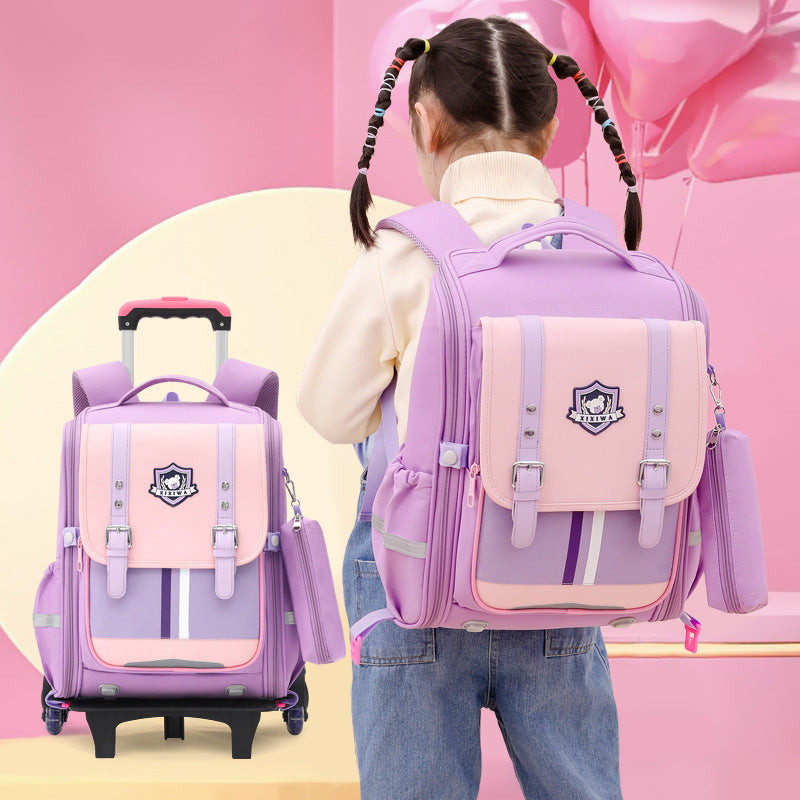 Z25022306拉桿書包小學生男孩一二三到四六年級女兒童六輪爬樓梯防水拖曳箱