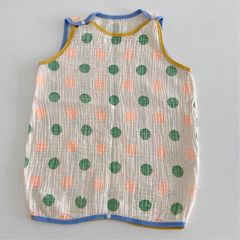 GB23080320 夏季韓版ins嬰幼兒棉可愛碎花連體衣爬服男女寶寶撞色圓點睡袋