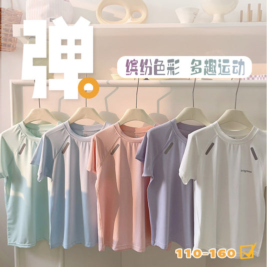 CK26050505男童速乾衣女童夏季短袖冰絲中大童網眼T恤兒童運動服小男孩體恤t(9-12天到貨)