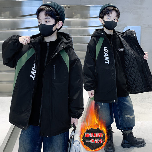 CH251105兒童裝男童裙子加絨加厚2025新款中大童男孩衝鋒衣三合一秋冬裝潮