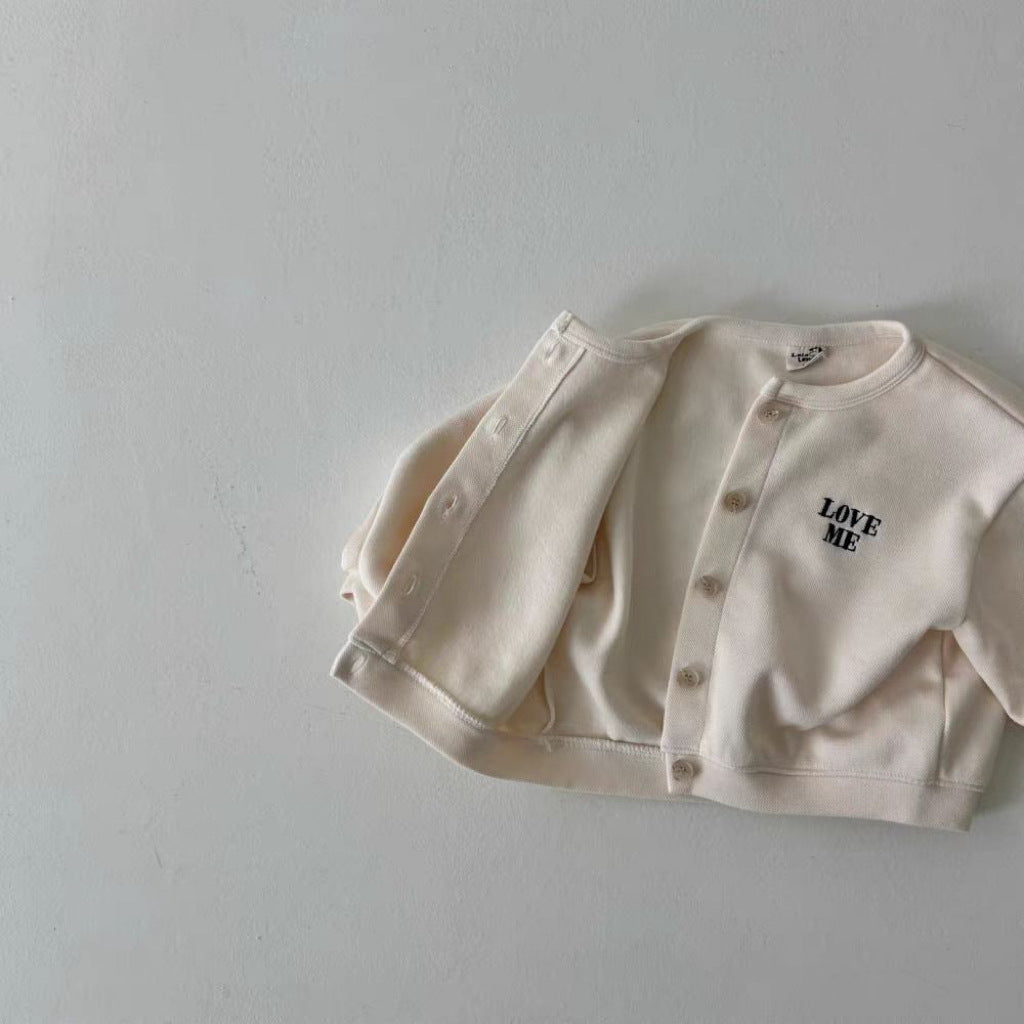 GB25111304韓版ins圓領紐扣開衫女寶寶裙春秋款上衣潮牌兒童百搭舒適