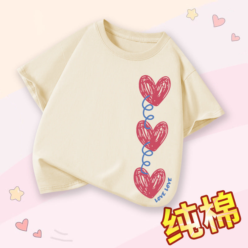 FN26052905女童短袖t卹夏季純棉薄女童衣服2026新款時尚女孩圓領童裝