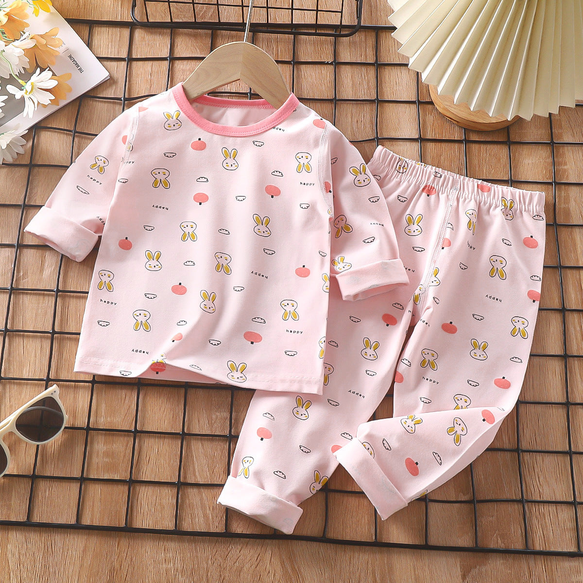 Z25022320兒童睡衣套裝春季萊卡棉寶寶內衣男童家居服女童秋衣秋褲童裝批發