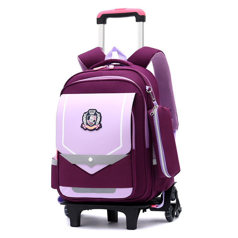 Z25022311兒童拉桿書包小學生防水女男拉桿式拖拉爬樓一二三到六年級大容量