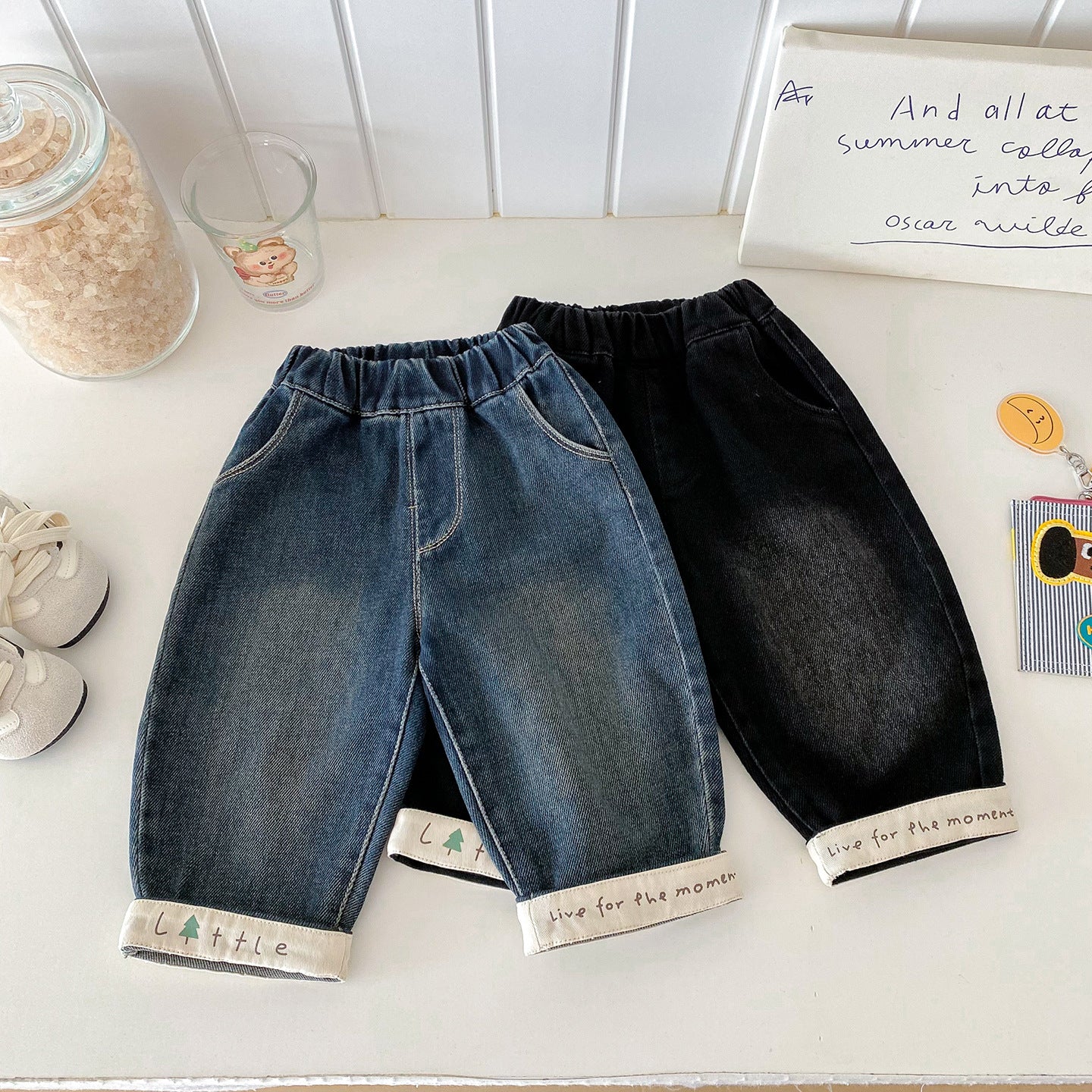 Z26010238秋季新生幼兒捲邊寶寶韓版洋氣百搭卡通休閒長褲(2件起批)