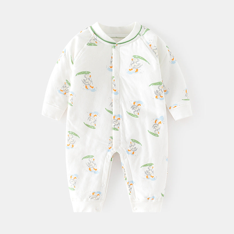 GJ25102122嬰兒夾棉連身衣寶寶保暖冬季無骨哈衣薄棉加厚對門兒童40克爬服