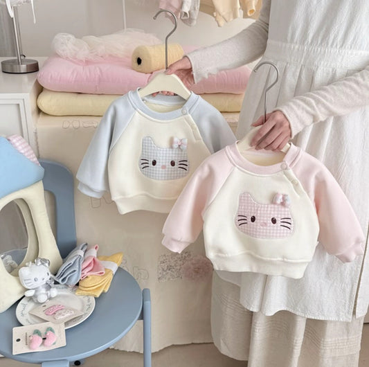 GL25122505女童衛衣秋冬裝2025新寶寶洋氣加絨加厚上衣小童冬季兒童打底衫