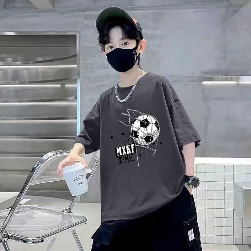 FO26062604 男童短袖棉質t恤夏季新款寬鬆帥氣印花透氣卡通中大童半袖兒童潮