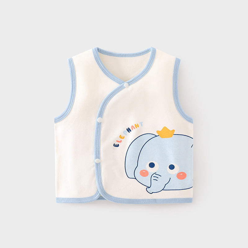 GJ25102114嬰兒護肚背心秋冬季寶寶雙層馬甲兒童坎肩馬夾新生兒純棉保暖上衣