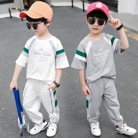 FB23072011男童夏裝套裝-新款韓版寶寶帥氣寬鬆夏季兒童短袖運動兩件套潮