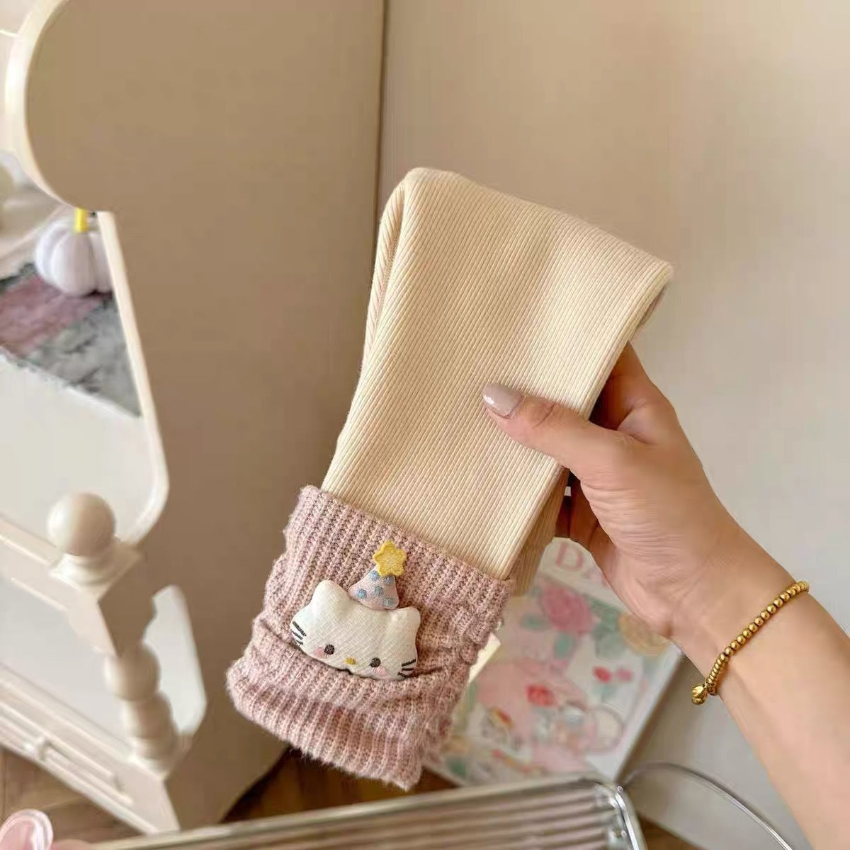 GL25122510女童加絨加厚緊身褲冬裝純棉女寶寶一體絨保暖褲兒童外穿長褲潮