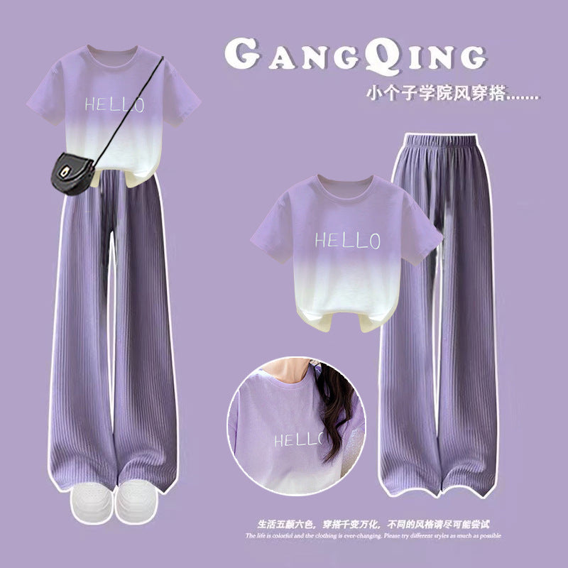 FM26042203女童薄款褲子夏季兒童洋氣漸變色2026冰絲闊腿褲中大兒童長褲童裝
