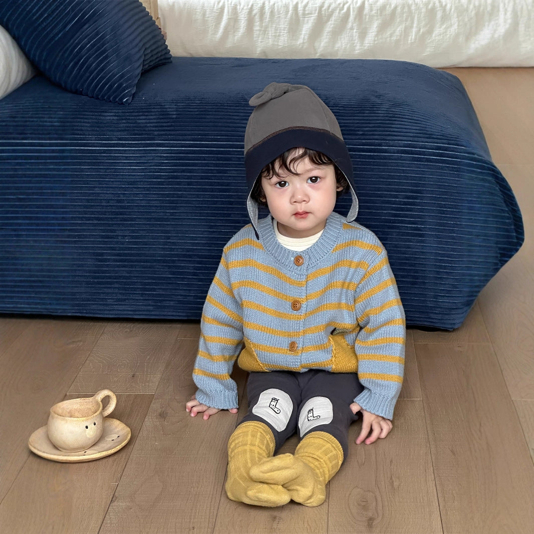 GN26012708兒童針織外套春裝寶寶衣服春季韓版童裝2026新男童長袖套裝春款