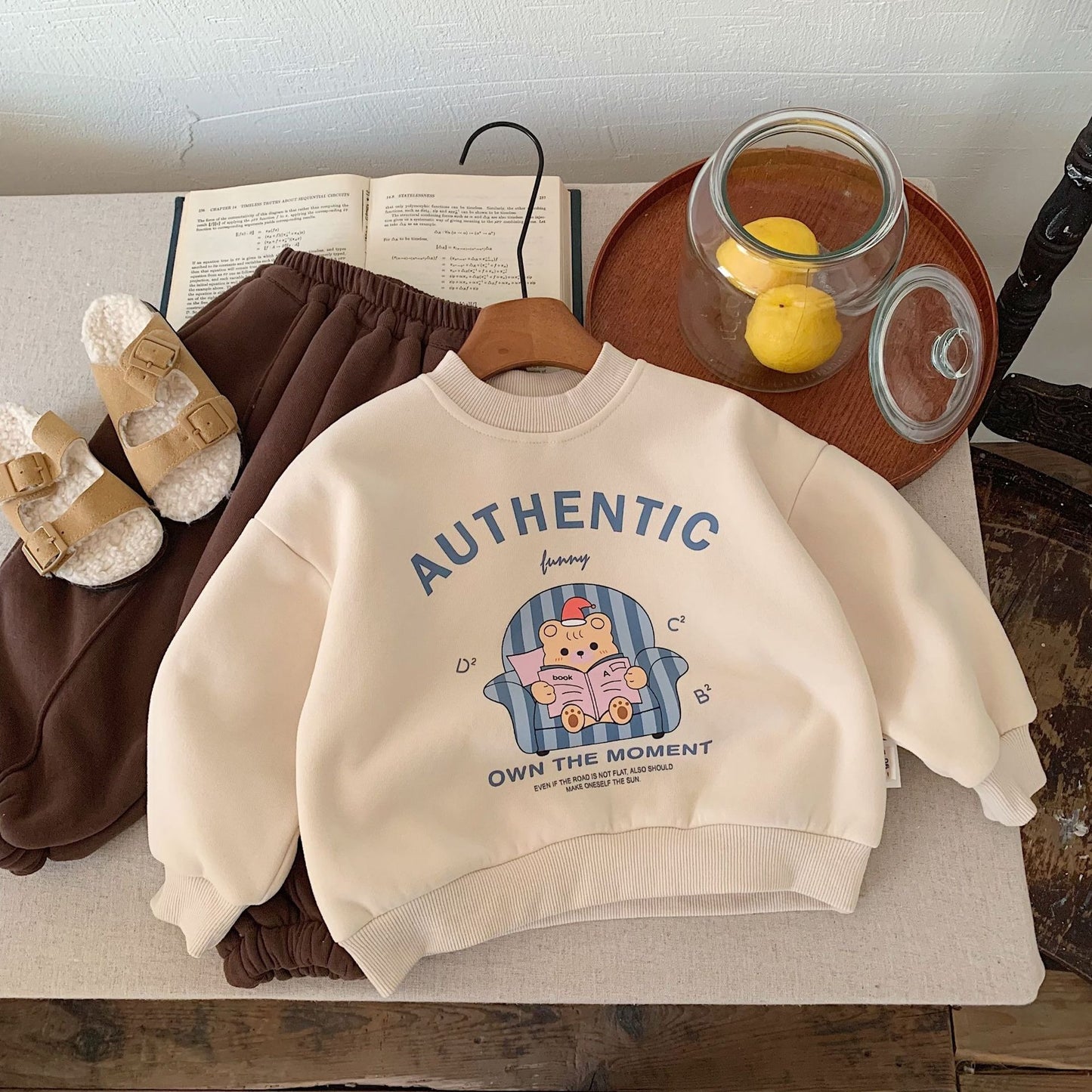 CA25112711兒童加絨衛衣男女童外套卡通印花套頭打底衫加絨加厚上衣潮一體絨