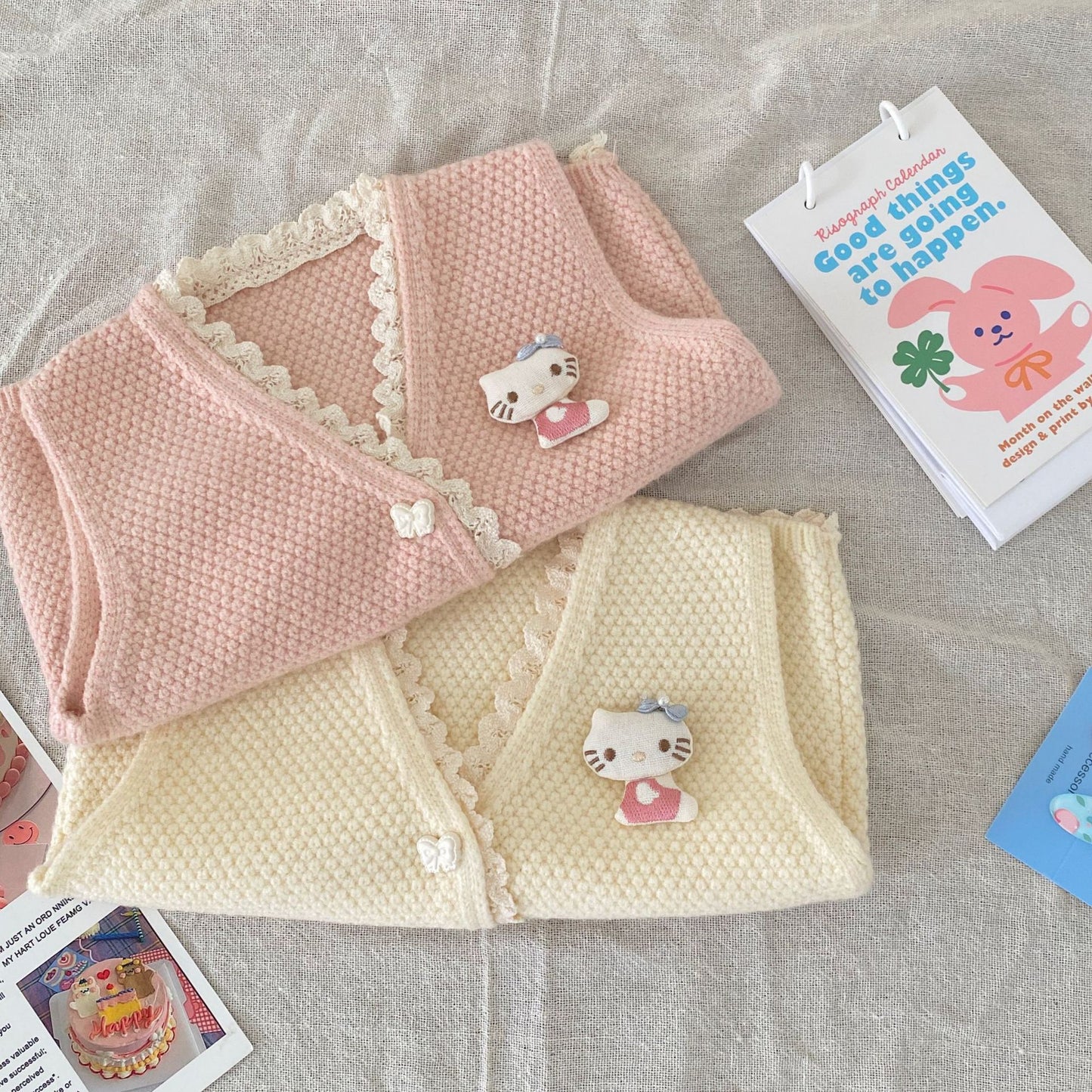 G25092506秋冬新款坎肩V領疊穿開襟背心純色蕾絲邊馬甲女針織衫百搭毛