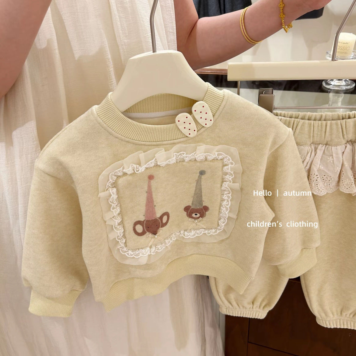 GL25122502女童休閒加絨衛衣套裝新款小童女寶寶加厚衛褲外套兩件套洋氣上衣