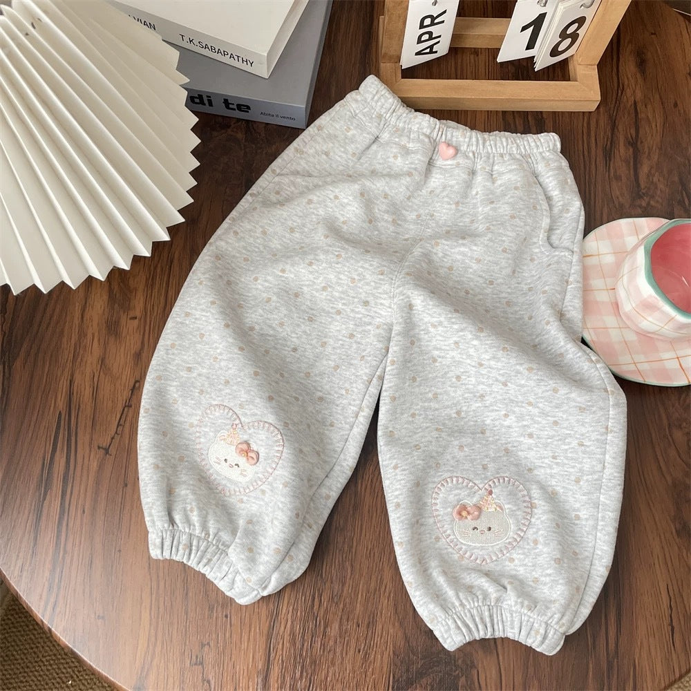 GL25122501春秋波可愛點廣大休閒衛褲寶寶運動褲小童收口束腳褲女潮