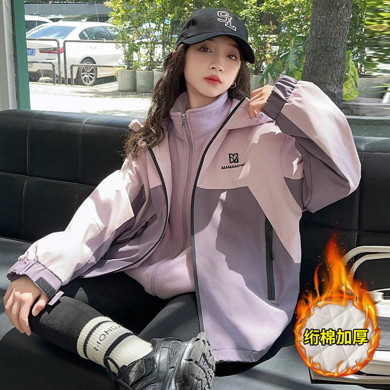 CH25110512女童裙春秋款洋氣風衣大童兒童春裝上衣寶寶衝鋒衣潮