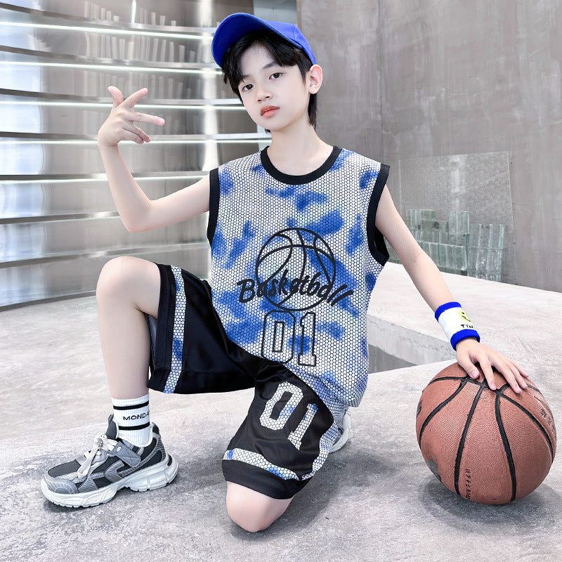 FM26042216童裝男童籃球服速乾套裝兒童無袖背心夏裝男生夏季中大童運動球衣