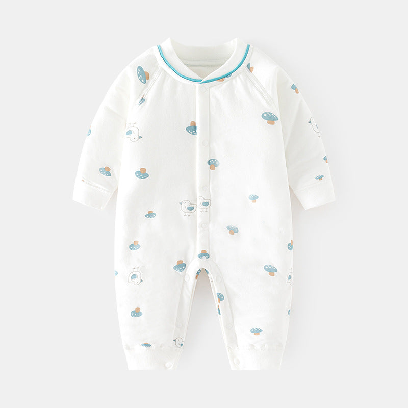 GJ25102122嬰兒夾棉連身衣寶寶保暖冬季無骨哈衣薄棉加厚對門兒童40克爬服