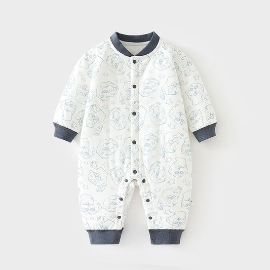 GJ25102125嬰兒40克加棉連身衣寶寶夾棉秋冬無骨哈衣薄棉加厚對開爬服兒童