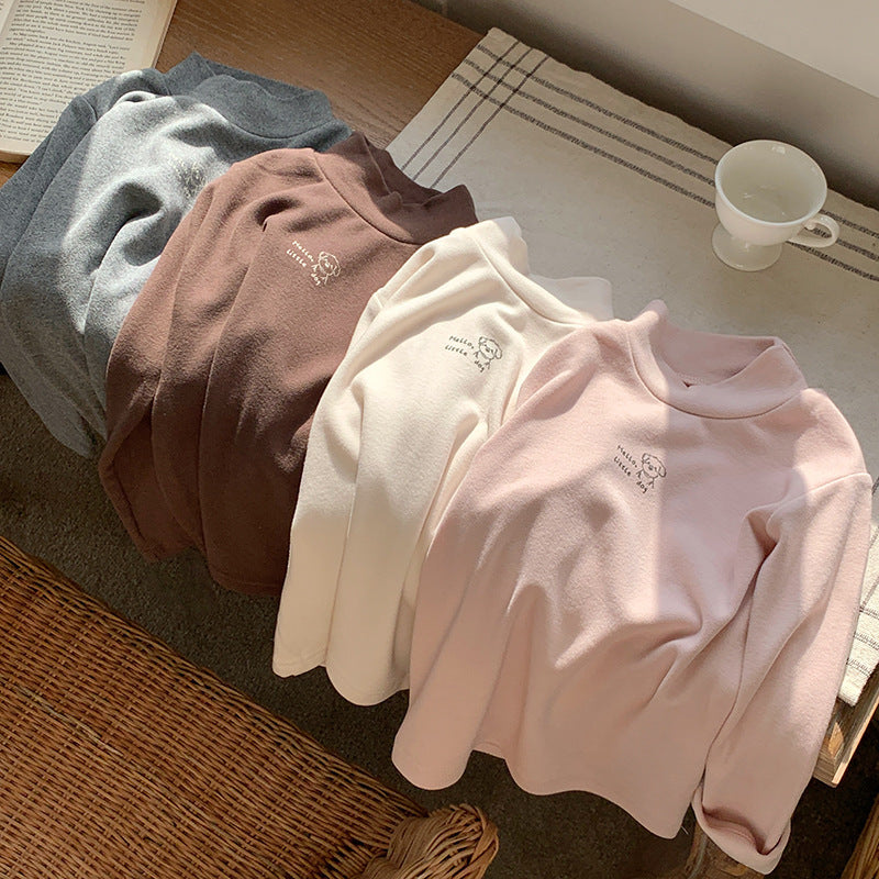 CA25112706兒童打底衫女寶半高領德絨男童女童款秋冬內搭打底衣小童