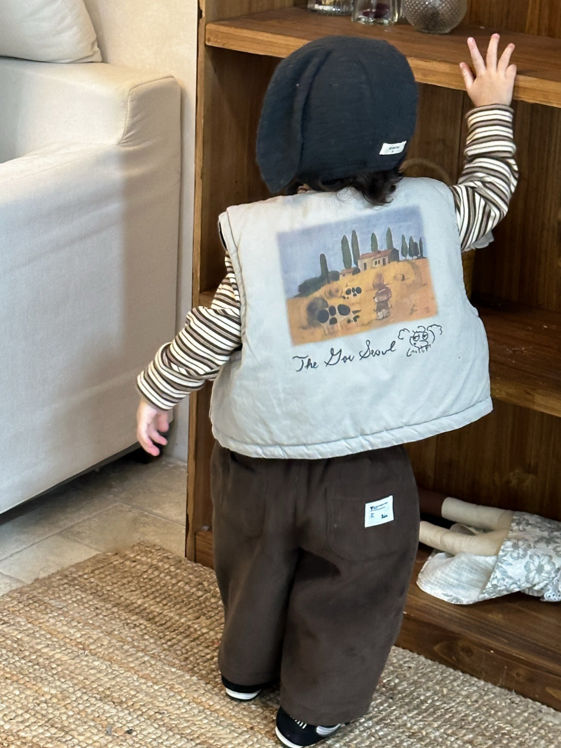 GN26012709兒童雙層棉馬甲裙2025新款秋冬裝打底衫韓版童裝男童加厚套裝