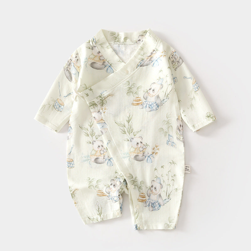 GJ26051410🎈精品質感🎈嬰兒紗布連身衣寶寶夏爬服長袖竹纖維哈衣兒童夏季空調服新生兒